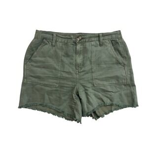 Aerie Womens Olive Green High Waisted Utility Shorts Frayed Hem Size M NWT